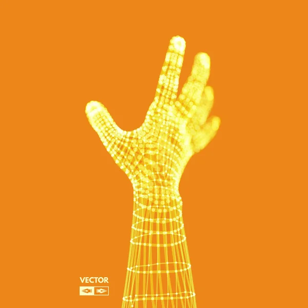 Mänsklig Arm Hand Modell Anslutning Struktur Framtida Teknik Koncept Vektorillustration — Stock vektor