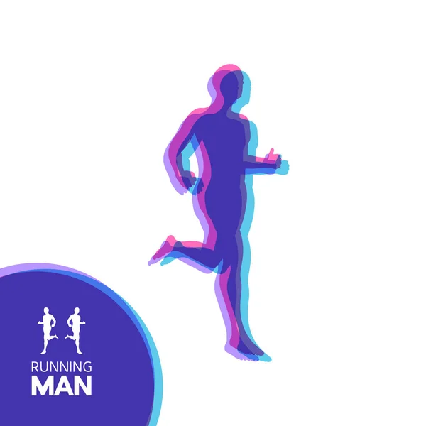 Çalışan Bir Adam Silüeti Spor Için Tasarım Maraton Koşu Için — Stok Vektör