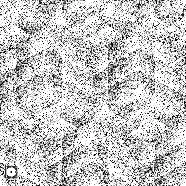 Abstrakter Mosaikhintergrund Schwarz Weiß Körniges Punktedesign Pointillismus Muster Mit Optischer — Stockvektor