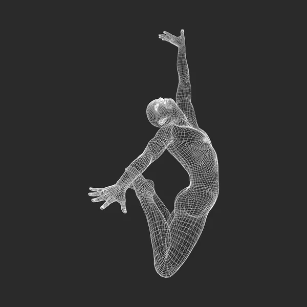 运动员 人类人体模型的3D 体操活动为图标健康和健身社区 — 图库矢量图片