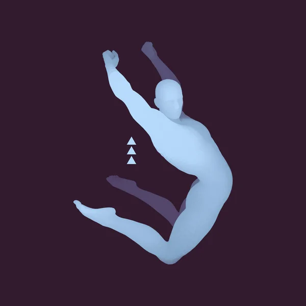 Hombre Saltando Gimnasta Modelo Cuerpo Humano Actividades Gimnasia Para Comunidad — Vector de stock