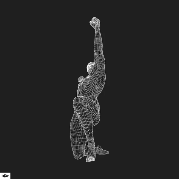 Human Arm Silhouette Sport Championship Victory Celebration Model Man Vector — Wektor stockowy