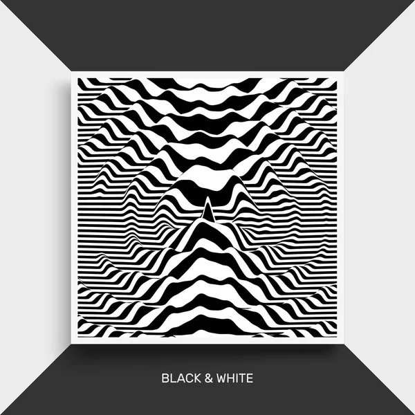 Waveform Background Surface Distortion Pattern Optical Illusion Vector Striped Illustration — Stock Vector