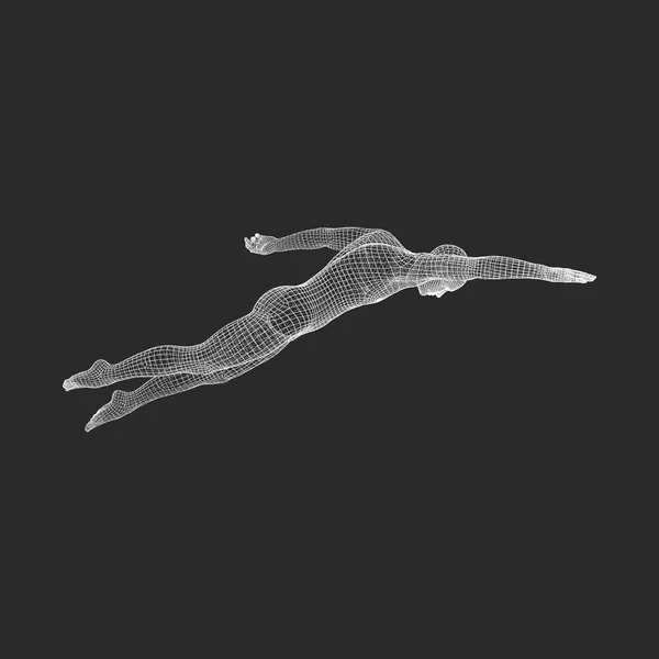スイマーの 水泳マン ベクトル画像人間の体 スポーツ シンボル デザイン要素 — ストックベクタ