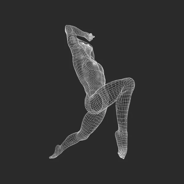 Hombre Posa Baila Silueta Bailarina Modelo Del Hombre Cuerpo Humano — Vector de stock