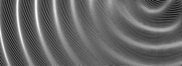 Wellenförmiger Hintergrund Mit Welleneffekt Vektorillustration Mit Teilchen Gitteroberfläche — Stockvektor