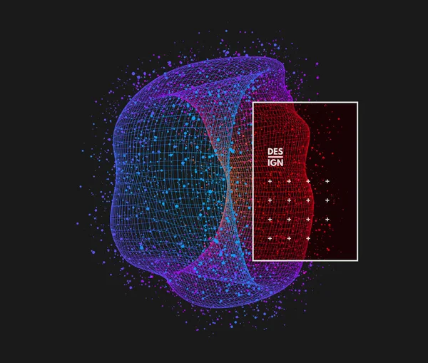 Llame Objeto Con Puntos Rejilla Molecular Estilo Tecnología Con Partícula — Vector de stock