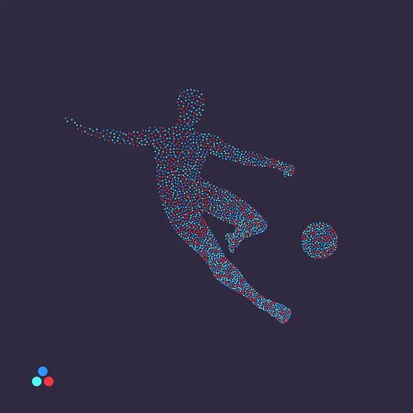 Fotbalový Hráč Míčem Tečkovaný Siluetu Člověka Vektorové Ilustrace — Stockový vektor