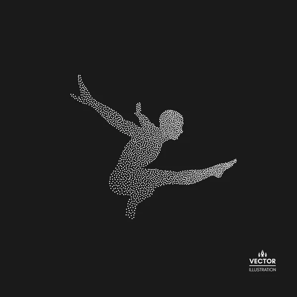 Gymnastka Člověk Pózování Tanec Tečkovaný Siluetu Člověka Vektorové Ilustrace — Stockový vektor