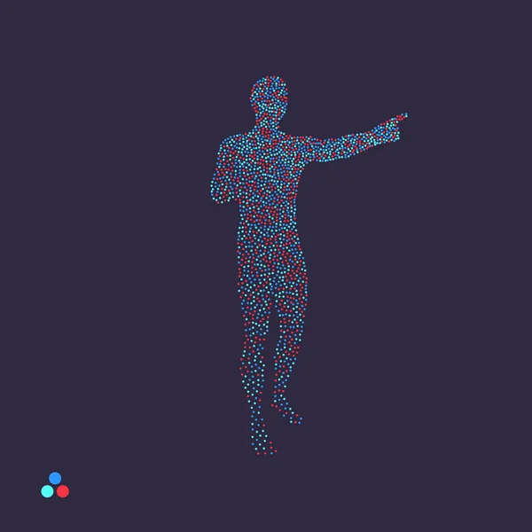 Hombre Señalando Con Dedo Silueta Punteada Persona Ilustración Vectorial — Vector de stock