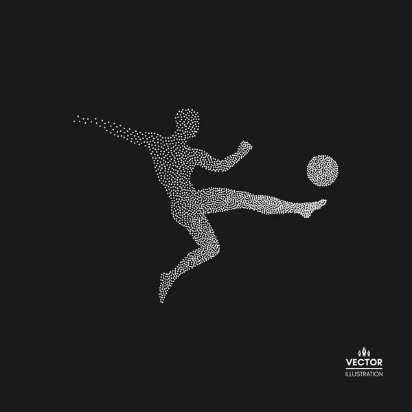 Voetbal Speler Met Bal Gestippelde Silhouet Van Persoon Vectorillustratie — Stockvector