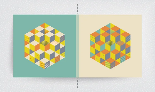 封面设计模板 抽象几何背景与立方体 矢量插图 可用于广告 — 图库矢量图片