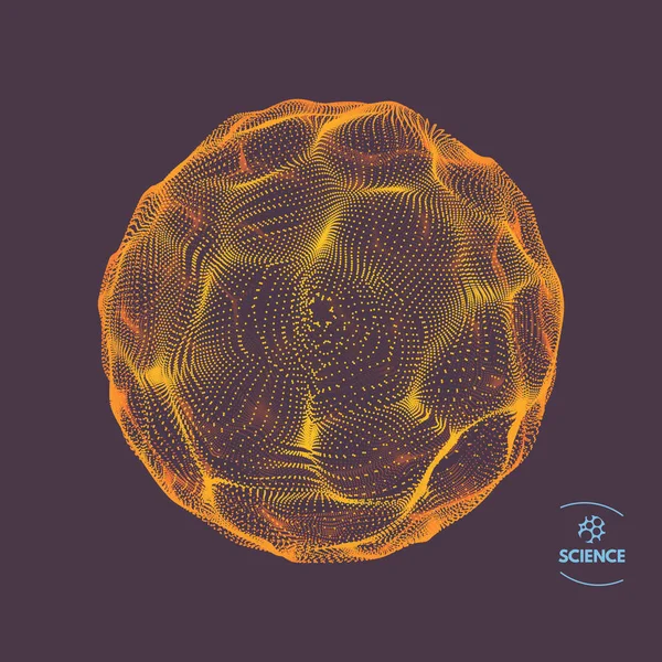 抽象球体 带有动态粒子的数组 现代科技元素 矢量插图 — 图库矢量图片