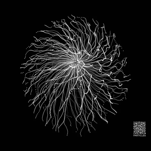 Esfera Abstracta Array Con Partículas Dinámicas Elemento Científico Tecnológico Moderno — Archivo Imágenes Vectoriales