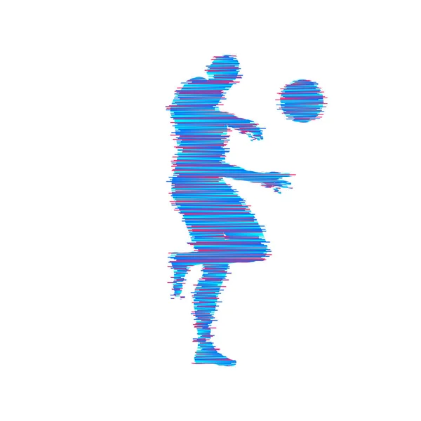 ボールを持ってバスケット ボール選手 スポーツ シンボル ベクトル図 — ストックベクタ