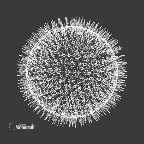 Esfera Con Líneas Puntos Conectados Estructura Conexión Ilustración Vectores Wireframe — Archivo Imágenes Vectoriales