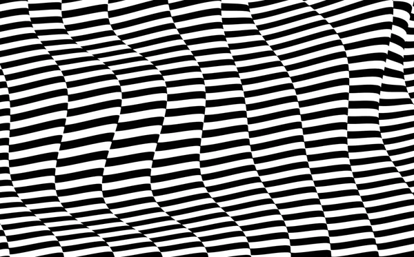 Fekete Fehér Design Minta Optikai Illúzióval Absztrakt Geometriai Háttér Vektorillusztráció — Stock Vector
