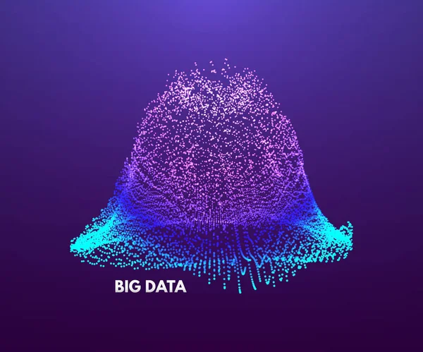 Visualisierung Von Big Data Welliger Hintergrund Mit Dynamischer Wirkung Perspektivraster — Stockvektor
