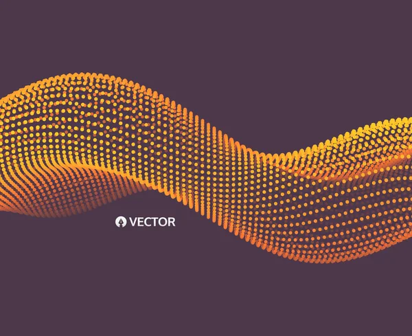 Fondo ondulado. Array con partículas dinámicas. Composición con efecto de movimiento. estilo de tecnología 3d. Ilustración vectorial . — Archivo Imágenes Vectoriales
