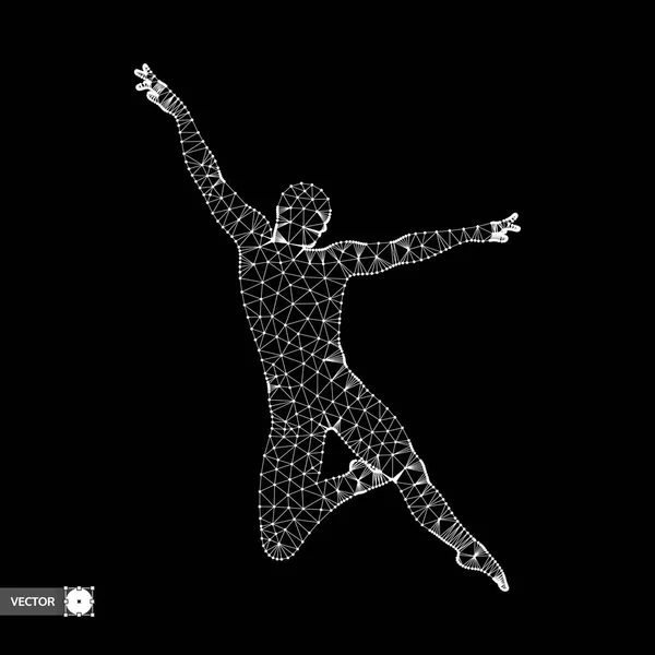 El hombre posa y baila. Una bailarina realiza elementos acrobáticos. modelo 3d del hombre. Símbolo deportivo. Elemento de diseño. Ilustración vectorial . — Vector de stock