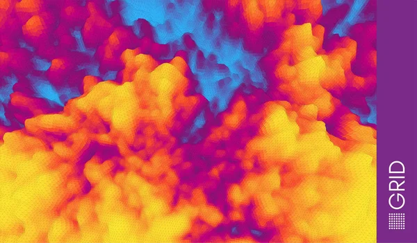 Огонь и дым. Мозаика. 3D Перспективная текстура фона решетки. Абстрактная векторная иллюстрация . — стоковый вектор