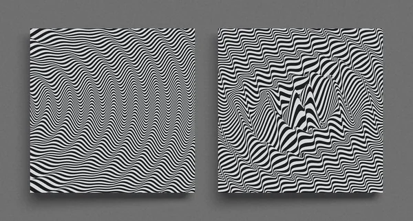 3D wavy background. Dynamic effect. Black and white design. Pattern with optical illusion. Vector illustration. — Stock Vector