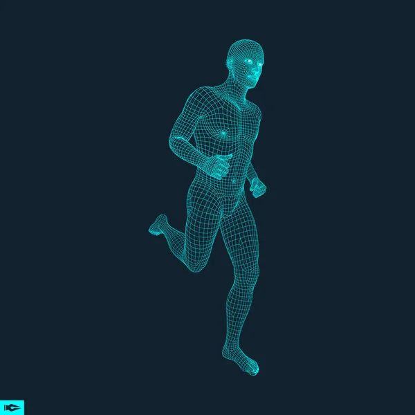 3d homem correndo. Design para Desporto, Negócios, Ciência e Tecnologia. Ilustração vetorial. Corpo humano . —  Vetores de Stock