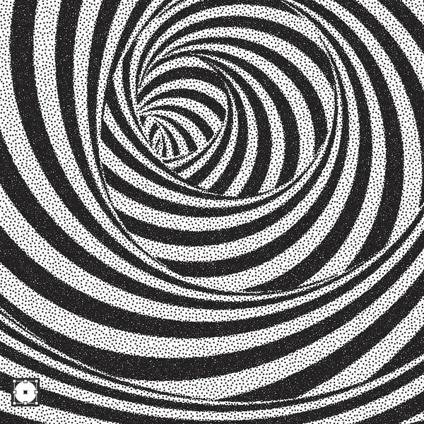 Tunnel. Black and white abstract striped background. Pointillism pattern with optical illusion. Stippled vector illustration. — Stock Vector