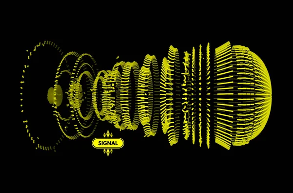 Array con partículas dinámicas. Estilo de tecnología 3D. Fondo abstracto. Ilustración vectorial. — Archivo Imágenes Vectoriales