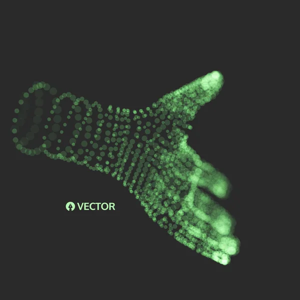 İnsan indirdiğimde el modeli. Bağlantı yapısı. Geleceğin teknolojisi kavramı. 3D vektör çizim. — Stok Vektör