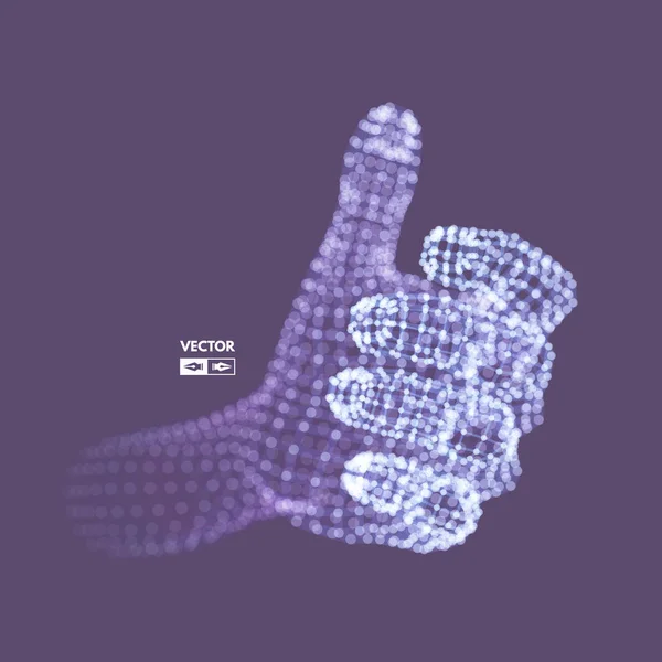 Emberi kar-kéz-modellje. Kapcsolat-felépítés. Jövőbeni technológia koncepció. 3D vektoros illusztráció. — Stock Vector