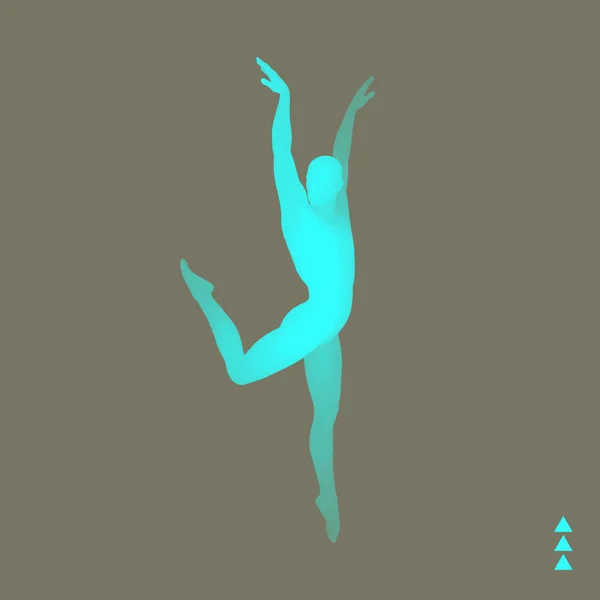 Gimnasta. Modelo 3D del Hombre. Modelo de cuerpo humano. Gimnasia Actividades para Icon Health and Fitness Community . — Vector de stock