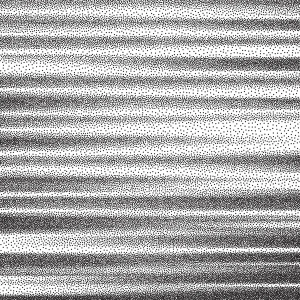 Golvende achtergrond. Zwart en wit, korrelig dotwork ontwerp. Pointillisme patroon met optische illusie. Gespikkelde vectorillustratie. — Stockvector