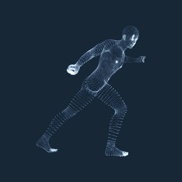 Man står på fötterna. 3D-modell av Man. människokroppen. Designelement. Vektorillustration. — Stock vektor
