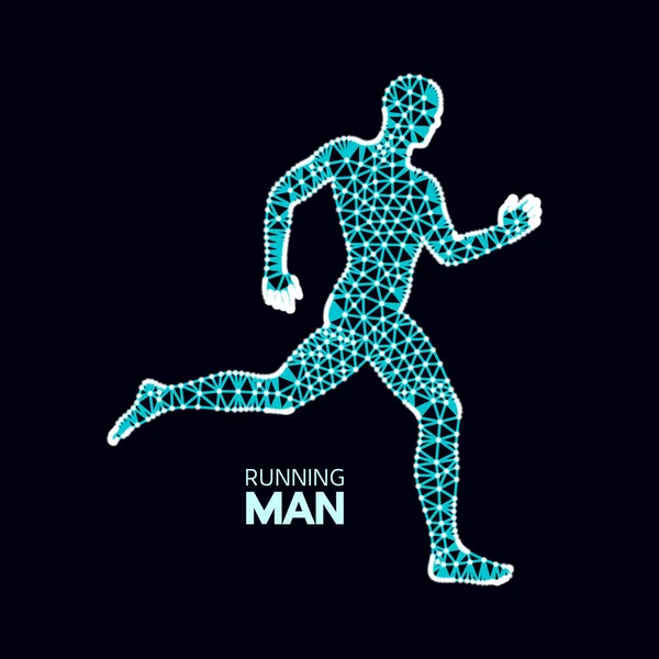 3d homem correndo. Design para Desporto, Negócios, Ciência e Tecnologia. Ilustração vetorial. Corpo humano . — Vetor de Stock
