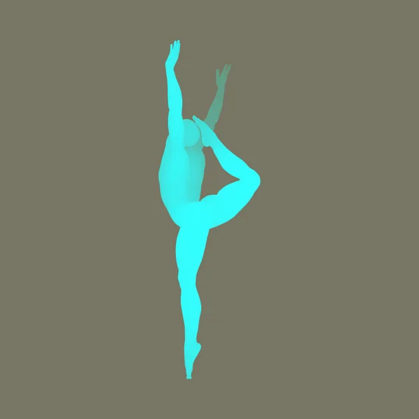 Silueta baletka. 3D model člověka. Sportovní symbol. Designový prvek. Vektorové ilustrace. — Stockový vektor