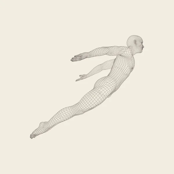 El hombre posa y baila. Silueta de bailarina. Una bailarina realiza elementos acrobáticos. modelo 3d del hombre. Símbolo deportivo. Elemento de diseño. Ilustración vectorial . — Archivo Imágenes Vectoriales