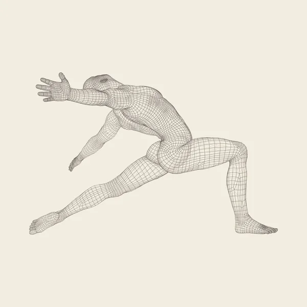 L'homme pose et danse. Silhouette d'une danseuse. Modèle 3D de l'homme. Symbole sportif. Élément de conception. Illustration vectorielle . — Image vectorielle