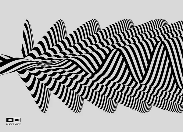 Black and white background. Pattern with optical illusion. Vector illustration. — Stock Vector