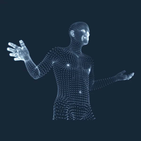 Um homem com uma dose de pensador. Modelo 3D do Homem. Design Geométrico. Negócios, Ciência, Psicologia ou Filosofia Ilustração vetorial . — Vetor de Stock