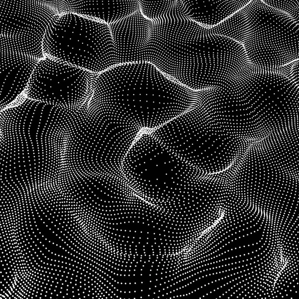 带有动态粒子的数组。3d. 未来技术风格。抽象背景. — 图库矢量图片