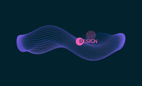 Array con particelle dinamiche. Oggetto molecolare 3D per medicina, scienza, tecnologia, chimica e biologia. Illustrazione vettoriale . — Vettoriale Stock