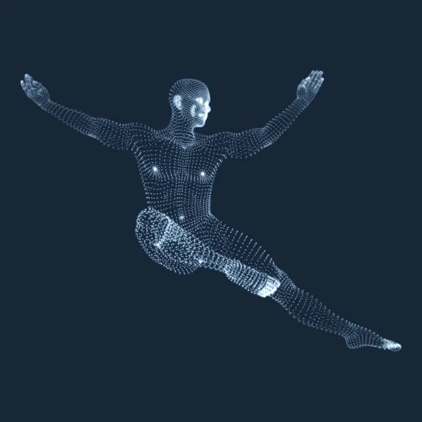 El hombre está posando y bailando. Silueta de una bailarina. Una bailarina realiza elementos acrobáticos. Concepto deportivo. Modelo 3D del Hombre. Cuerpo humano. Símbolo deportivo. Elemento de diseño. Ilustración vectorial . — Vector de stock