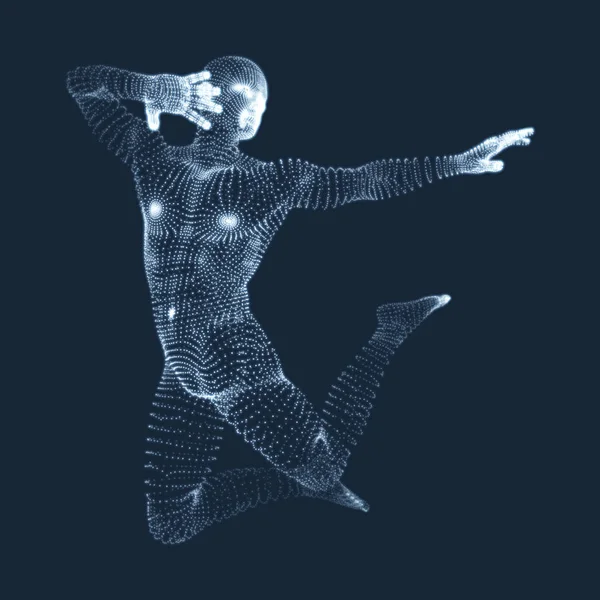 Silueta de bailarina. Modelo 3D del hombre. Símbolo deportivo. Ilustración vectorial . — Vector de stock