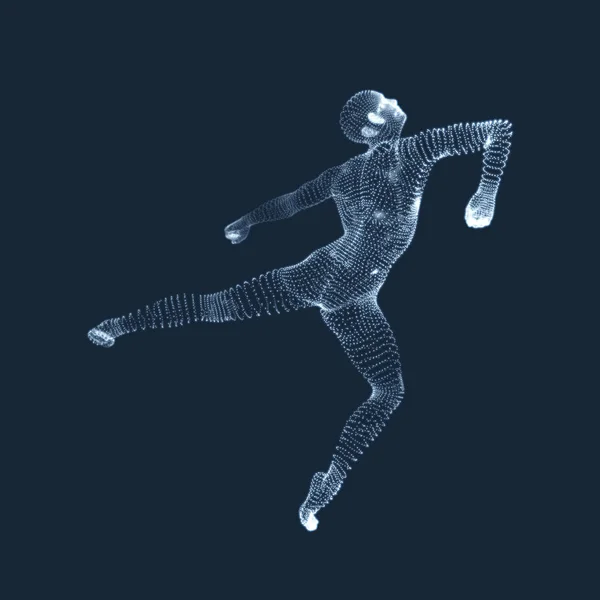 El hombre está posando y bailando. Silueta de una bailarina. Una bailarina realiza elementos acrobáticos. Concepto deportivo. Modelo 3D del Hombre. Cuerpo humano. Símbolo deportivo. Elemento de diseño. Ilustración vectorial . — Archivo Imágenes Vectoriales