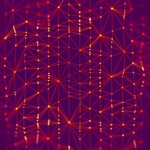 格子構造。科学技術の背景。グラフィックデザイン。3次元グリッド表面。抽象ベクトル図. — ストックベクタ