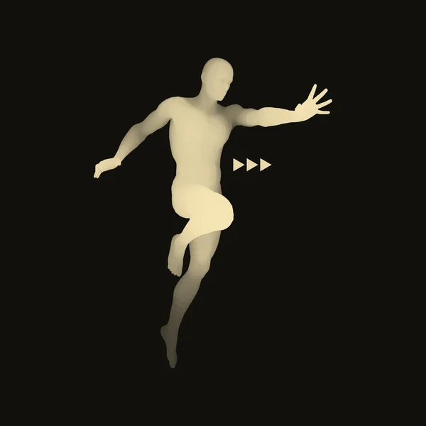 Modelo 3D del Hombre. Cuerpo humano. Elemento de diseño. Ilustración vectorial — Archivo Imágenes Vectoriales