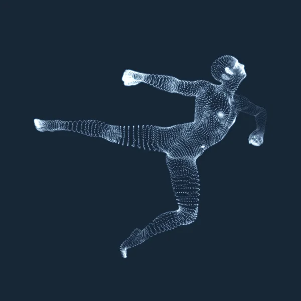Bir dansçı silüeti. 3D model adam spor sembolü. Tasarım öğesi. Vektör çizim. — Stok Vektör