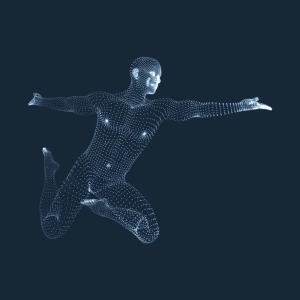 Man is Posing en dansen. Silhouet van een danser. 3D-model van Man. Sport symbool. Ontwerpelement. Vectorillustratie. — Stockvector