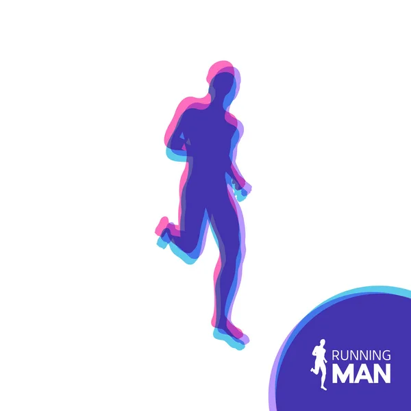 La silueta de un hombre corriendo. Diseño para el deporte. Emblema para maratón y jogging. Ilustración vectorial . — Archivo Imágenes Vectoriales